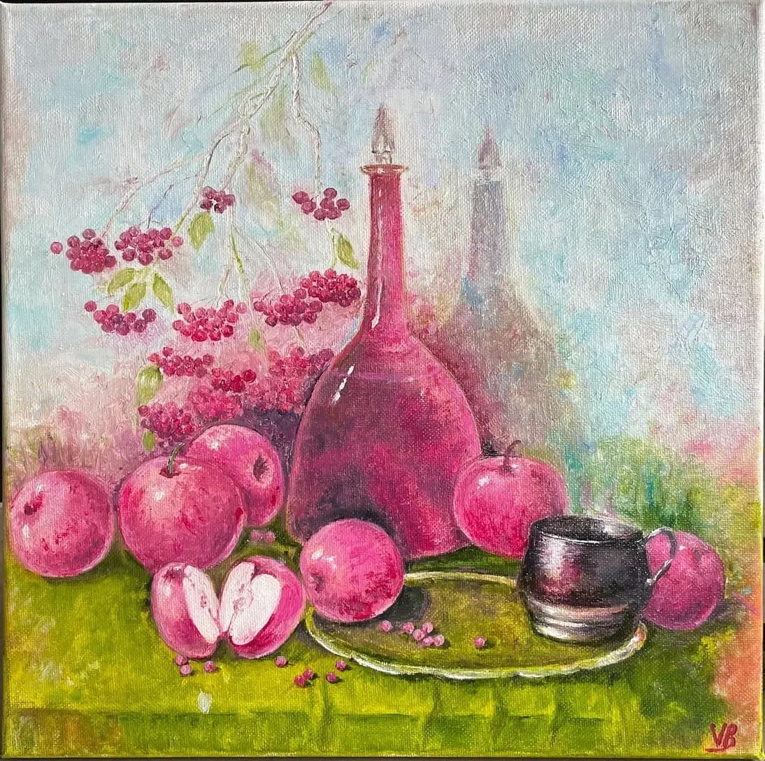 Apples and Glass in Soft Light